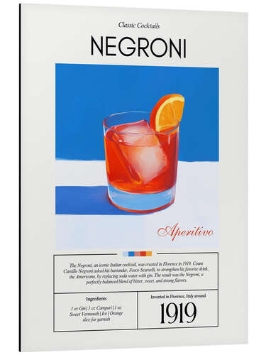 Tableau en aluminium Classic Cocktails: Negroni, 1919