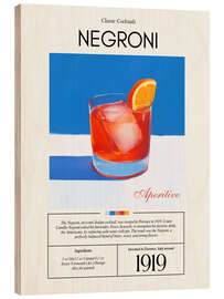 Tableau en bois Classic Cocktails: Negroni, 1919