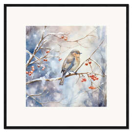Gerahmter Kunstdruck Wintervogel