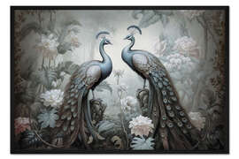 Gerahmter Kunstdruck Pfau Mystischer Dschungel