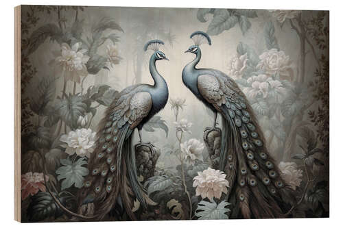 Wood print Peacock Mystic Jungle
