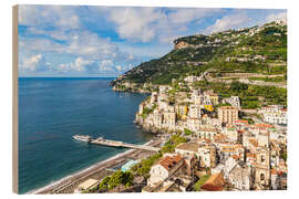 Print på træ View of Minori on the Amalfi Coast in Italy