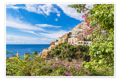 Poster View of Positano on the Amalfi Coast, Italy