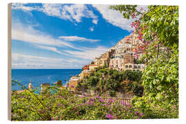 Print på træ View of Positano on the Amalfi Coast, Italy