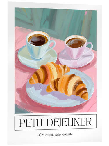 Tableau en verre acrylique Petit Déjeuner - Croissant, Café, Détente