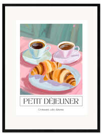 Kunsttryk i ramme Petit Déjeuner - Croissant, Café, Détente