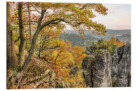 Aluminium print Saxon Switzerland autumn landscape, Germany - Olaf Protze