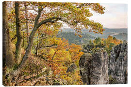 Canvastavla Saxon Switzerland autumn landscape, Germany - Olaf Protze