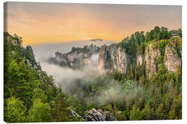 Canvas-taulu Saxon Switzerland, sunrise - Olaf Protze