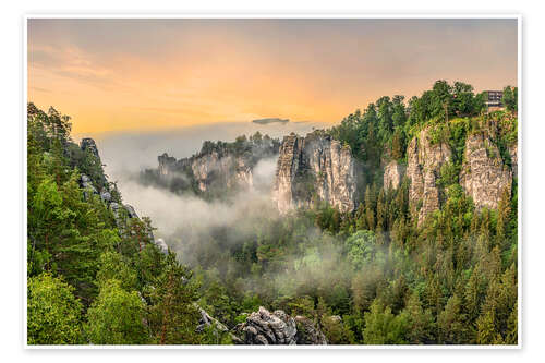 Poster Sächsische Schweiz, Sonnenaufgang