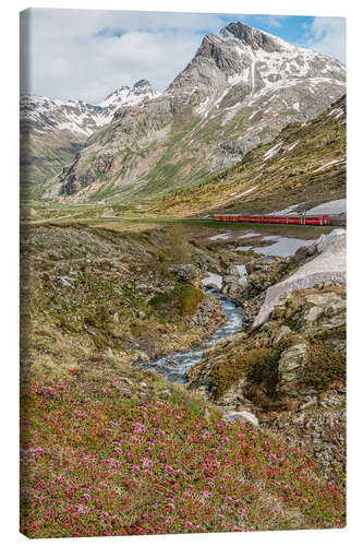 Tableau sur toile Railway at the Bernina Pass, Switzerland