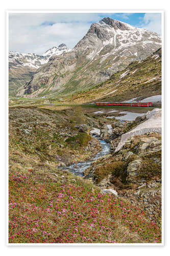 Poster Railway at the Bernina Pass, Switzerland