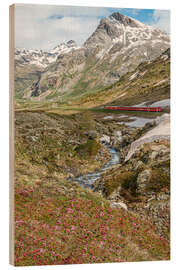 Holzbild Eisenbahn am Bernina Pass, Schweiz - Olaf Protze