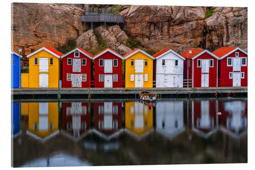 Akrylbilde Colourful houses in Smögen, Sweden