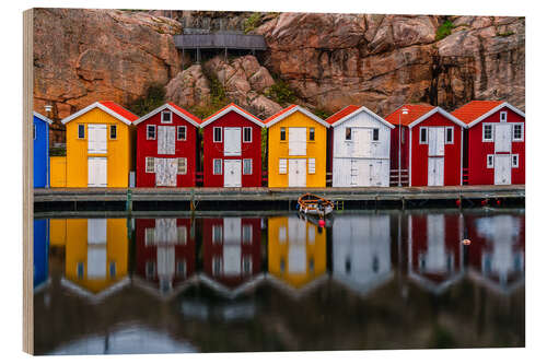 Stampa su legno Colourful houses in Smögen, Sweden