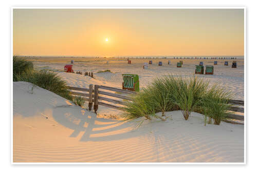 Poster Evening on the beach in Norddorf on Amrum, Germany