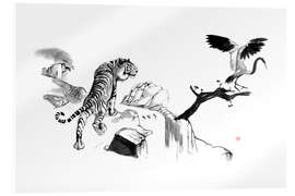 Obraz na szkle akrylowym Tiger and Crane - Péchane