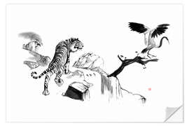 Wandsticker Tiger und Kranich