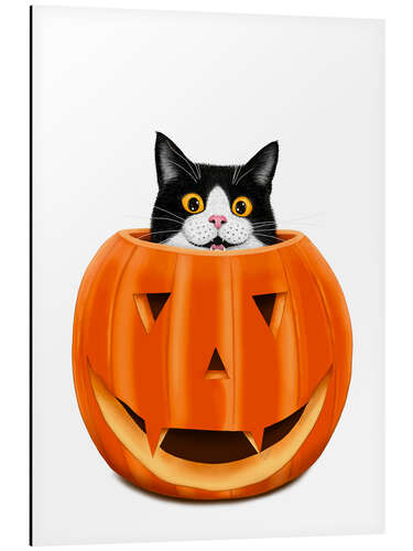 Obraz na aluminium Cat and pumpkin
