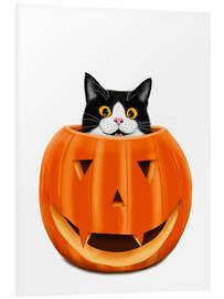 Hartschaumbild Katze und Kürbis - Valeriya Korenkova