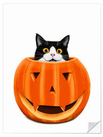 Wandsticker Katze und Kürbis - Valeriya Korenkova