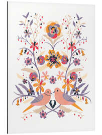 Alubild Blumenkomposition im skandinavischen Stil mit Tauben - Verbrugge Watercolor