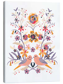 Lienzo Doves Scandinavian style floral composition - Verbrugge Watercolor