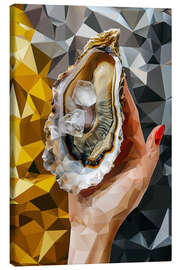 Stampa su tela Crystal oyster on gold - Maria Tuzhilkina
