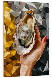 Holzbild Kristallauster auf Gold