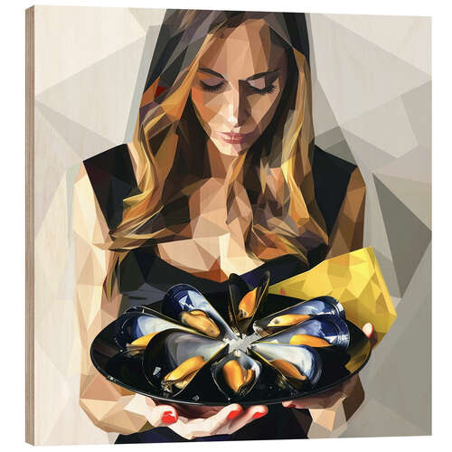 Cuadro de madera Dinner with mussels
