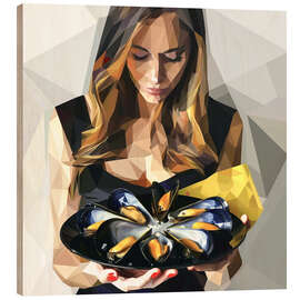 Cuadro de madera Dinner with mussels - Maria Tuzhilkina