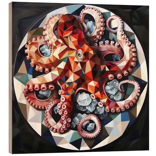 Hout print Still Life with Octopus