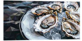 Acrylglas print Oysters on a white plate - Maria Tuzhilkina