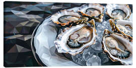 Quadro em tela Oysters on a white plate - Maria Tuzhilkina