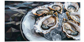 Cuadro de PVC Oysters on a white plate - Maria Tuzhilkina