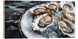Tableau en bois Oysters on a white plate - Maria Tuzhilkina