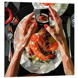 Obraz na aluminium Seafood dinner with king prawns - Maria Tuzhilkina