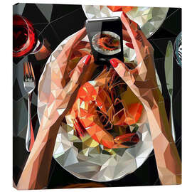 Stampa su tela Seafood dinner with king prawns - Maria Tuzhilkina