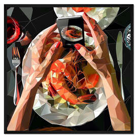 Gerahmter Kunstdruck Meeresabendessen mit Riesengarnelen
