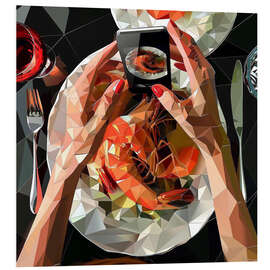 Hartschaumbild Meeresabendessen mit Riesengarnelen