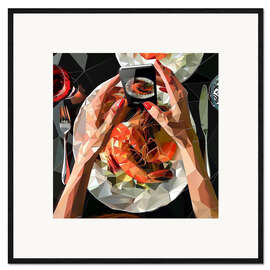 Gerahmter Kunstdruck Meeresabendessen mit Riesengarnelen