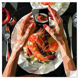 Sticker mural Seafood dinner with king prawns - Maria Tuzhilkina