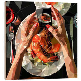 Holzbild Meeresabendessen mit Riesengarnelen