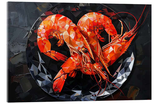 Acrylglas print King prawns on a black