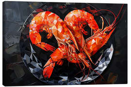 Canvas print King prawns on a black - Maria Tuzhilkina