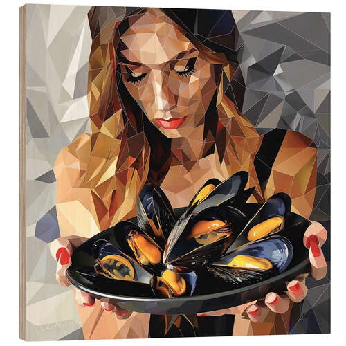 Obraz na drewnie Mussels for dinner