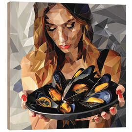 Obraz na drewnie Mussels for dinner