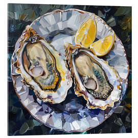 Tableau en verre acrylique Two Oysters and a Lemon - Maria Tuzhilkina