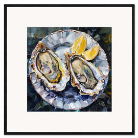 Gerahmter Kunstdruck Zwei Austern und eine Zitrone