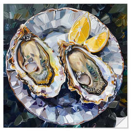 Sticker mural Two Oysters and a Lemon - Maria Tuzhilkina